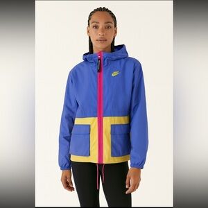 90’s Y2K Nike Full Zip Windbreaker Blue‎ Yellow Pink Jacket Womens Size 2X